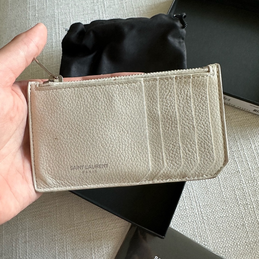 Saint Laurent Porcelain Leather Card Holder